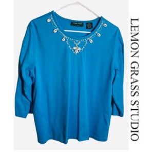 Unique LEMON GRASS STUDIO Beautifully Embellished Seashell Neckline Size XL
